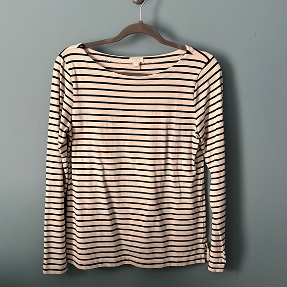 Striped cream and black J.Crew long sleeve - Picture 1 of 2